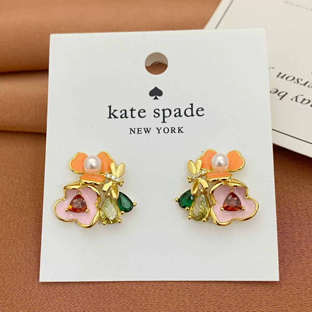 Kate SPADE Colorful Zircon Stud Earrings Metal Earrings